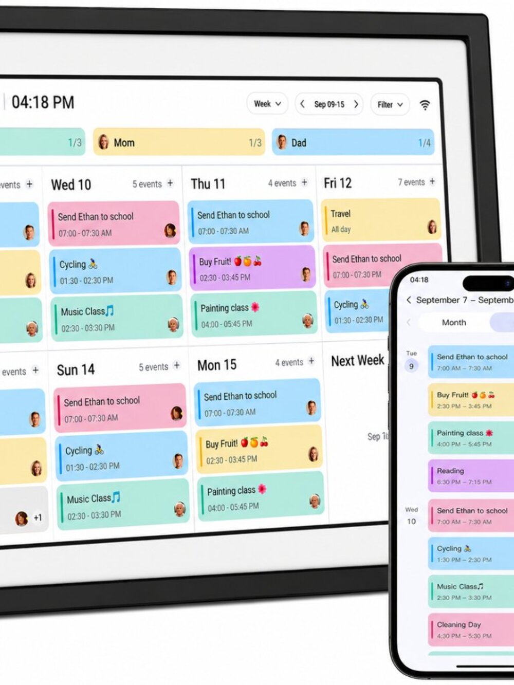 Canupdog 10.1" WiFi Digital Calendar & Chore Chart Touch Screen Family Schedule